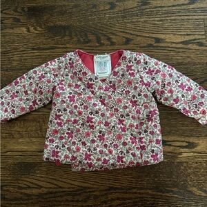 Cyrillus Floral Baby Wrap Jacket in Red and Cream